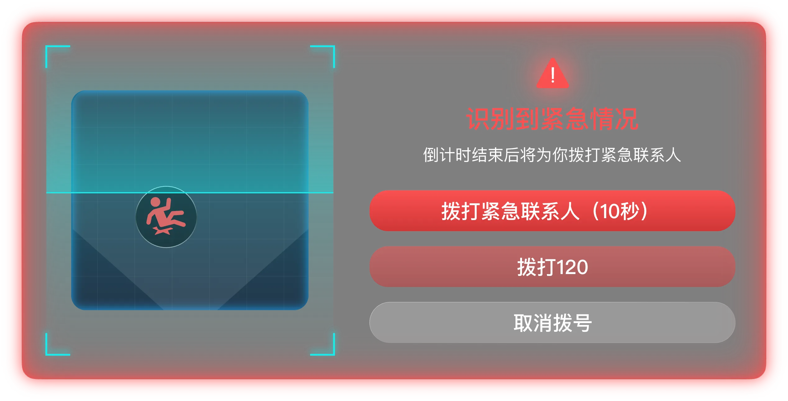 跌倒识别紧急处理界面